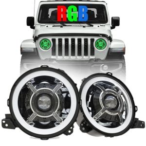 Новое прибытие Изменение цвета 9-дюймовый светодиодные фонари Halo для Jeep Wrangler JL 2018+ RGB JL светодиодные фары