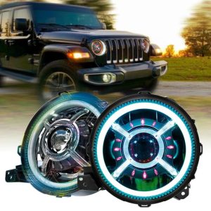 9-дюймовый круглый джип JL 2018 RGB кольцо Jeep Wrangler Изменение цвета Halo светодиодные фары