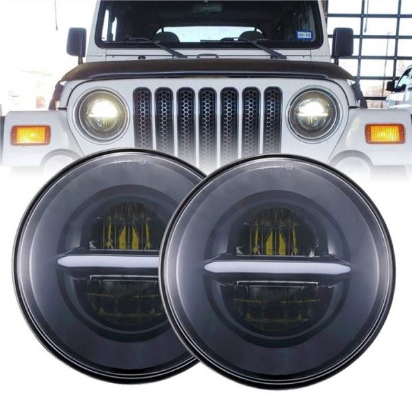 Morsun Круглые светодиодные фары с Halo Angel Глаза DRL фары для Jeep Wrangler JK